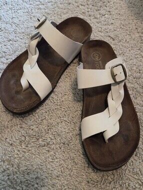 White Mountain Footbeds Braided Buckle Slide Sandals